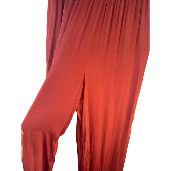 2/$30 ZARA Small Wide-Leg Terra-cotta Crinkled Elastic Flowy Gauchos Pants - Picture 8 of 13